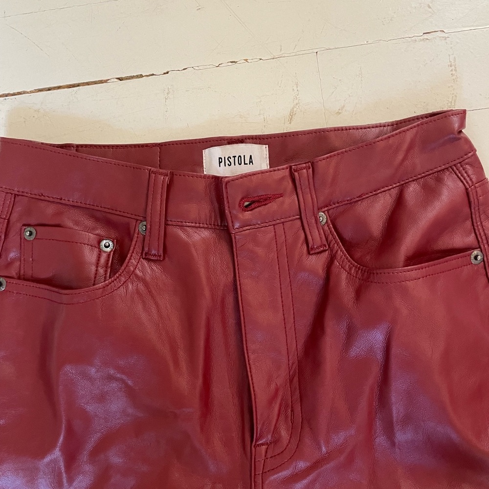 pistols red leather pants